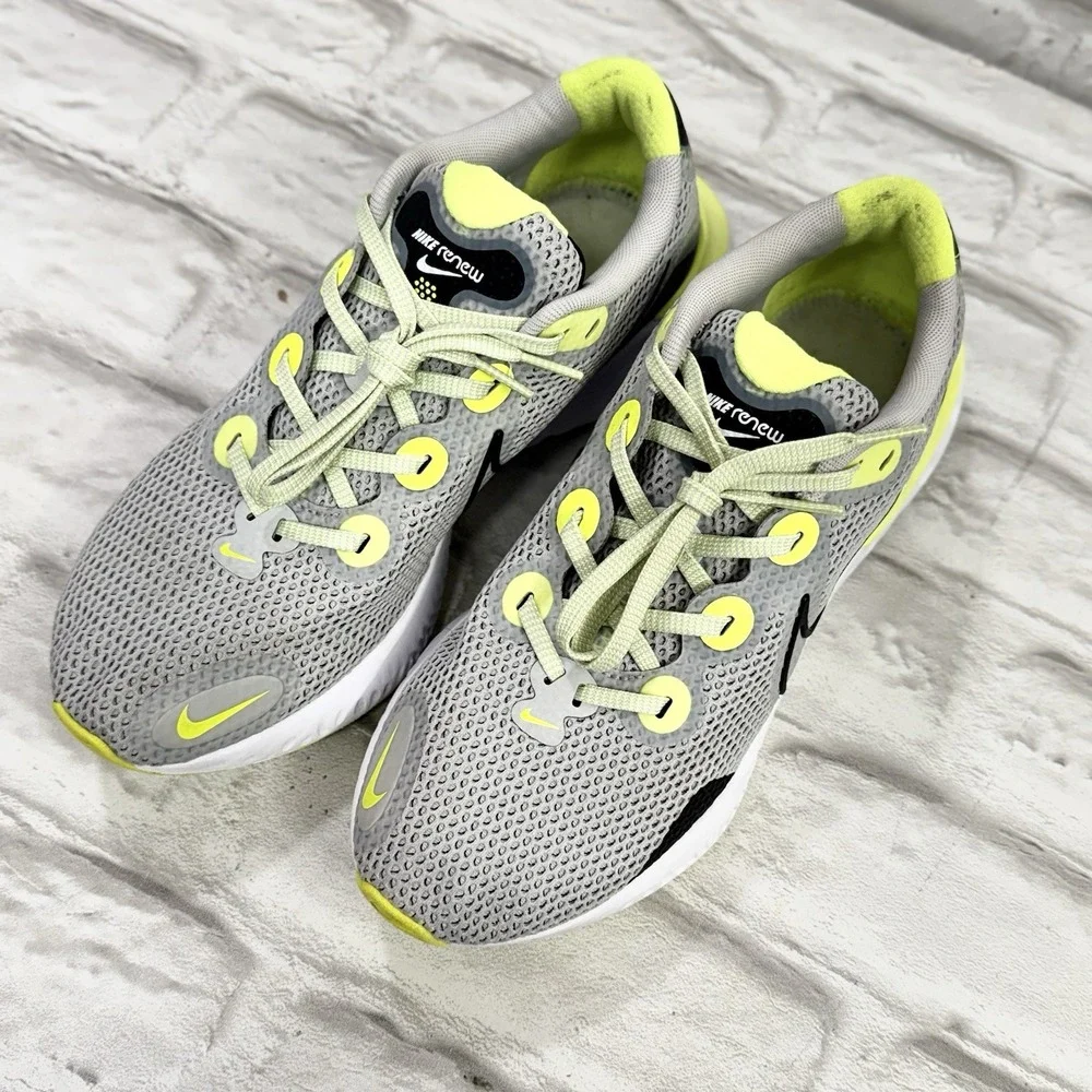 Nike Renew Run Shoes Mens Size 8.5 Grey Fog Volt Running Shoes Good Condition!